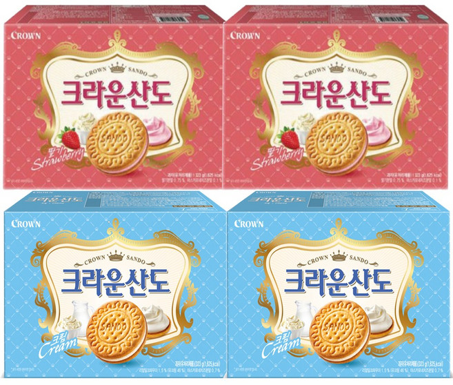 크라운산도 딸기323g+크림323g, 2개, 646g