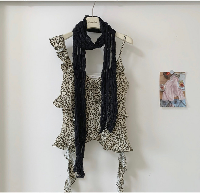 은무드 봄 시스루 주름 링클 롱 스카프 목도리