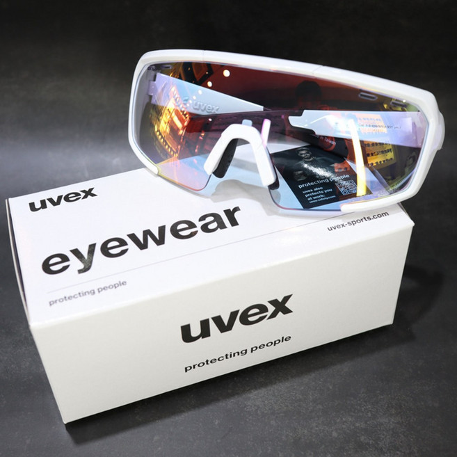 우벡스 901 VM 컬러 변색 미러 사이클 방풍 고글 선글라스, 화이트 변색 블루, 1개