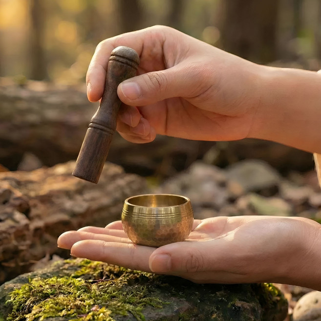 파우베라 네팔 수공예 미니 싱잉볼 세트 요가 명상 힐링종, 1개