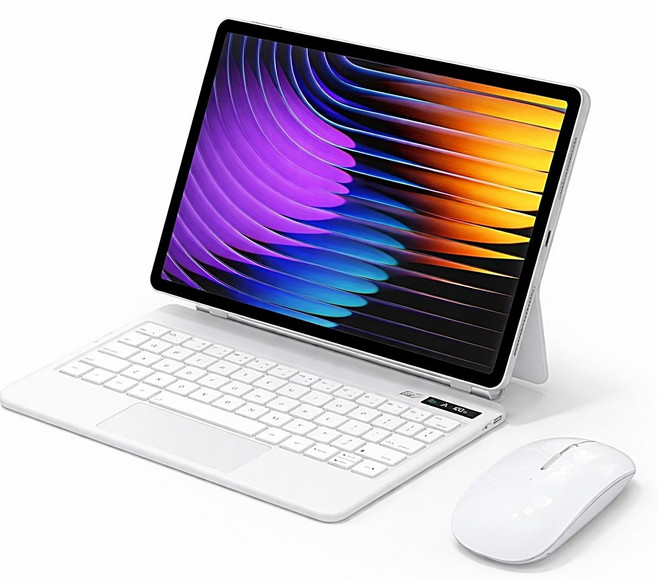 WORLDEX 갤럭시탭 매직키보드 S10/S9/S8 FE 10.9/11인치 터치패드 키보드케이스 LCD잔량표시, 화이트키보드+화이트마우스, 1세트