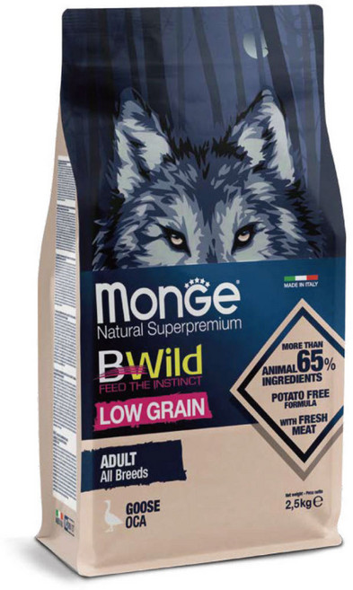 [DOG]몬지 비와일드 로우그레인 올브리드 어덜트 거위 2.5kg, 1개