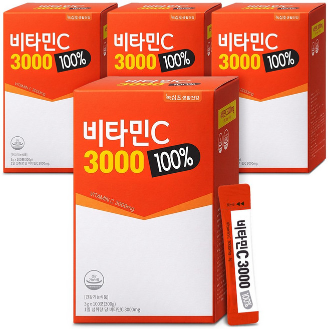 [녹십초] 비타민C 3000 100% (100포), 4개, 300g