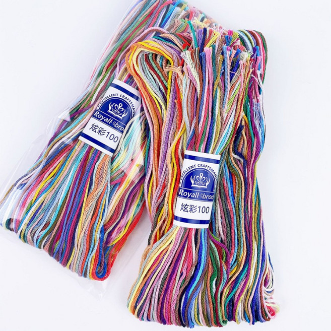 행꾸 휴대가편한 프랑스 자수실 100색 세트 이집트면사, 혼합, 1개