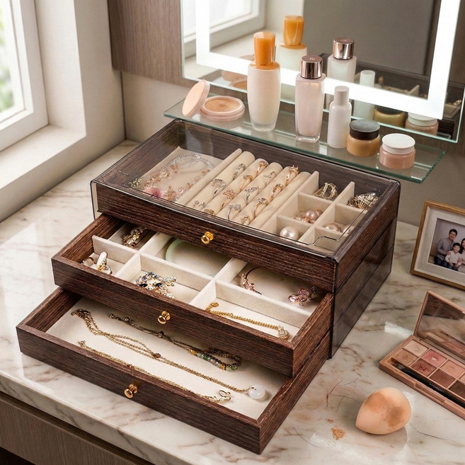 다이떼 반지 귀걸이 주얼리보관 액세사리정리 대용량 3단 보석함