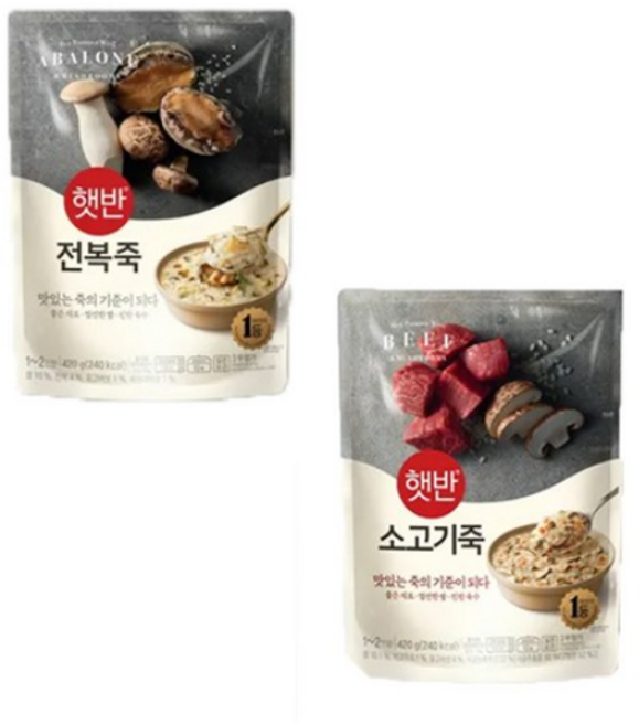 CJ 비비고죽 450g 8개(전복4+소고기4), 420g, 8개