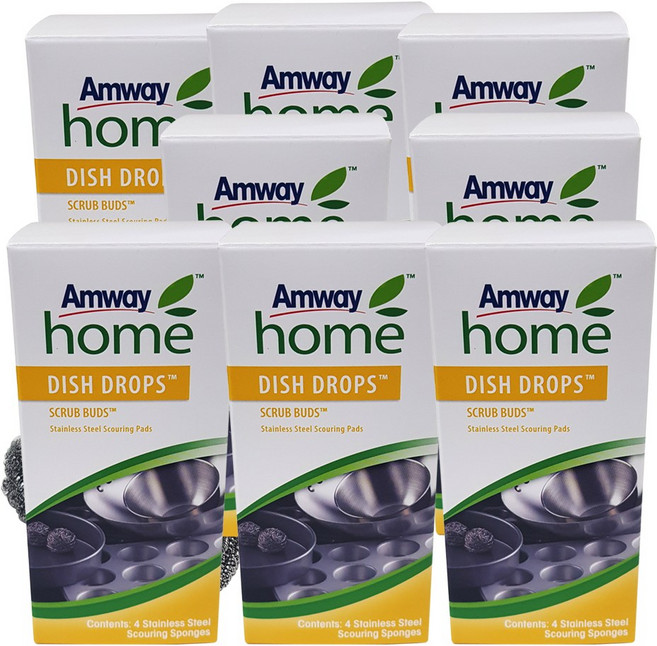 암웨이 디쉬 드랍스 스크럽버즈 스테인레스 스틸 수세미, 12세트, 4개입