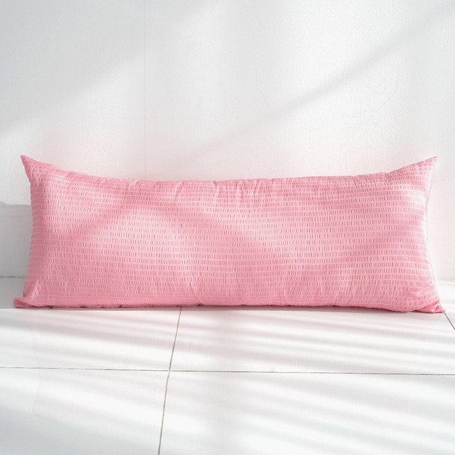 스코홈 냉감 시어서커 긴 베개커버, 심쿵핑크