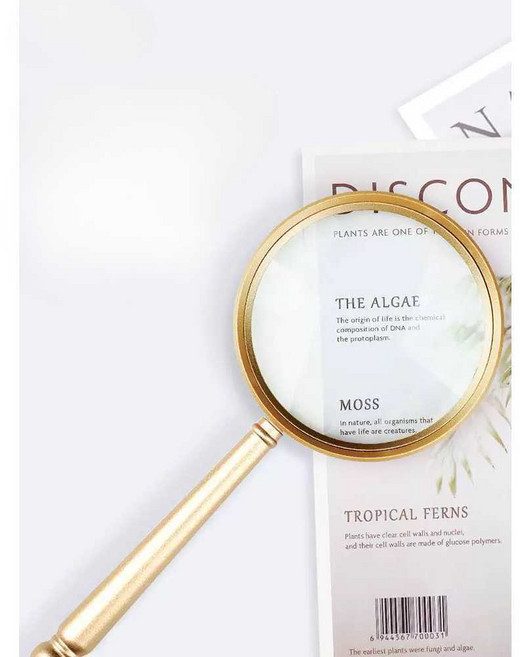 30배 돋보기 확대경 휴대용 독서 신문 유리렌즈, 중형 골드 30x