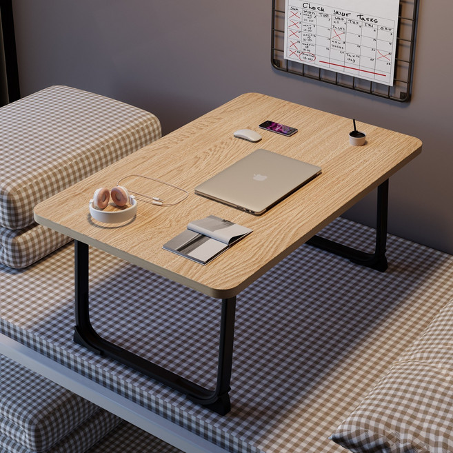牀上小桌子可摺疊桌學生宿舍學習桌兒童寫字書桌我是筆記本電腦桌, 方形平面60*40*28橡木:1個