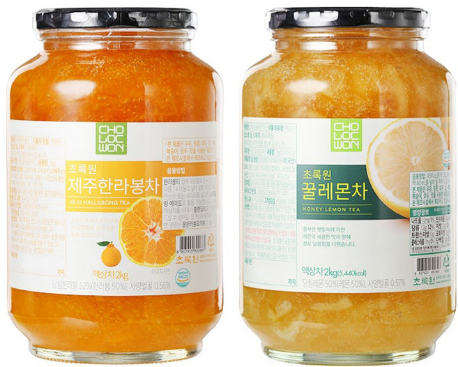 초록원 제주한라봉차 2kg +꿀레몬차 2kg (대용량), 1개입