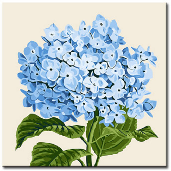 DIY캔버스페인팅 명화그리기 유화그리기 어린이 세트 그림 해바라기 액자, E47_수국, 1개