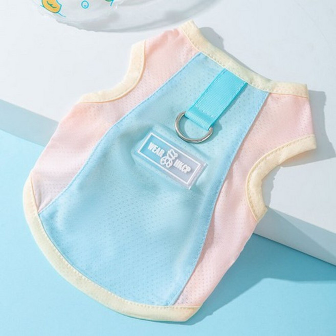 멍담 강아지 고양이 마카롱 쿨링티 경량소재 자외선차단, 1개, 블루