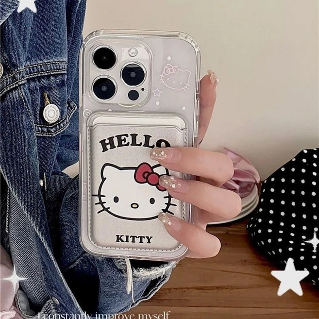 라이프모션 헬로키티 맥세이프 카드지갑 투명 젤리 케이스 귀여운 캐릭터