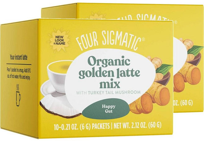 포시그매틱 골든 라떼 강황 코코넛 밀크 디카페인 인스턴트 커피, 2개, 1개입, 60g