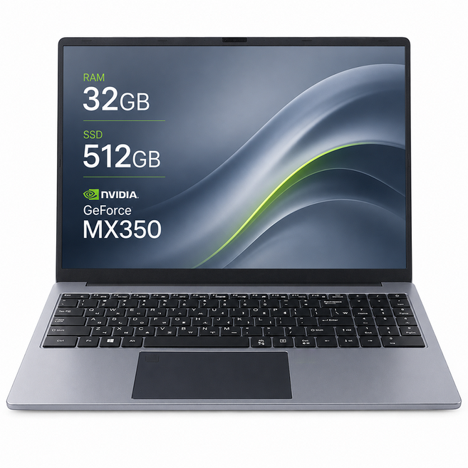 15.6인치 노트북 RAM 32GB SSD 512GB AMD A6-7310U NVIDIA GeForce MX350 2GB 외장그래픽 지문인식 사무용 학습용 영상용 가성비 노트북, WIN10, 그레이색