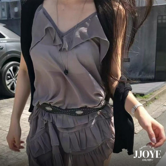 쪼예 레이어드템 시스루 쉬폰 프릴 캉캉 슬립 나시 원피스