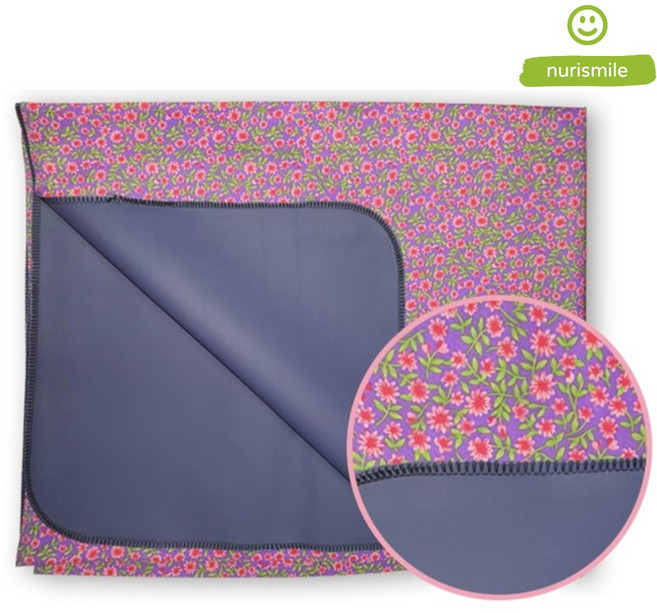 침대 오염방지용 어르신 꽃무늬 방수포 / 성인 환자용 실버 안심