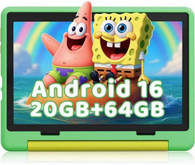 글리소 키즈 태블릿 안드로이드 16 HD 디스플레이 10.1인치 부모 통제 및 모드 GMS 인증 20GB 램 64GB 저장공간 1TB 확장 가능 5000mAh 배터리 이중 카메, Gleeso 초록