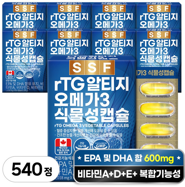순수식품 rTG 알티지 오메가3 1000mg, 60정, 9개