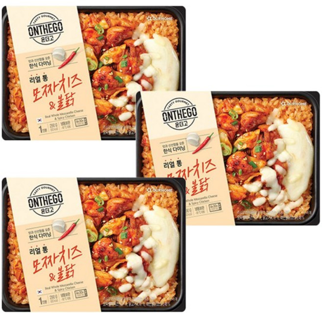 아워홈 온더고 통모짜치즈 불닭 290g 냉동도시락, 3개