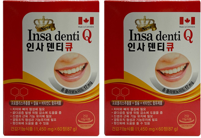 인사프리미엄 잇몸영양제 프로폴리스 치아건강 인사메디, 60정, 2개
