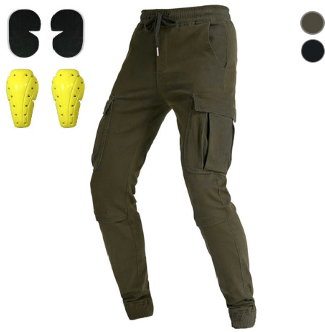 서브22 오토바이 조거 바이크팬츠 보호대 포함, 카키