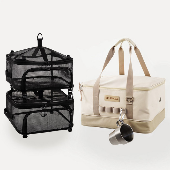 지플랫로드 캠핑 식기 건조망 세트 식기가방 다용도 설거지 가방, 올 밀리터리, 1개