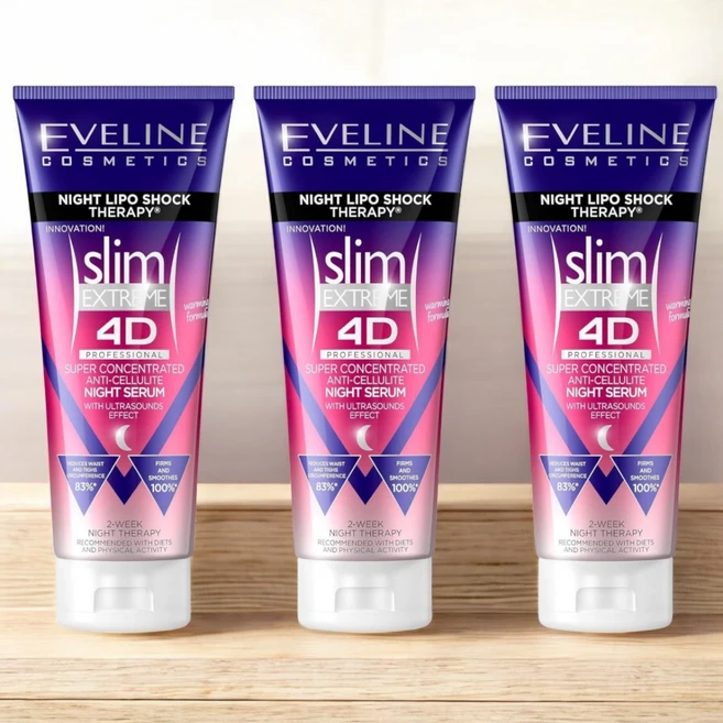 Eveline Cosmetics 슬림 익스트림 4D 전문가용 초고농축 나이트 세럼 250ml 3팩 - 쿠팡