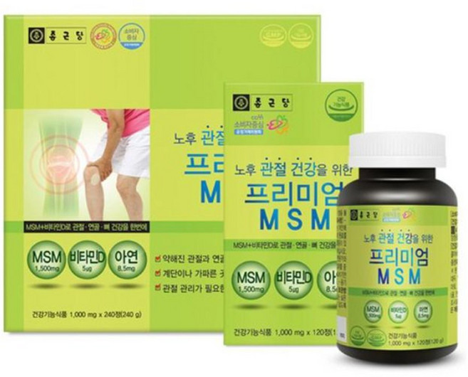 종근당 관절쌩쌩 건강기능식품 종근당 msm 글루코사민 관절케어 관절연골 관절건강, 4개, 120정