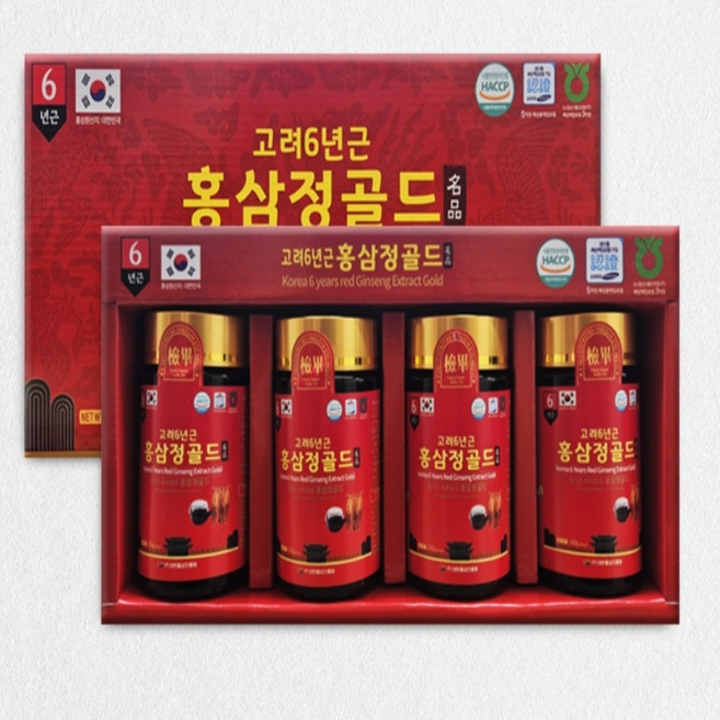 6년근 고려홍삼정 골드 240gx4병 홍삼농축액 선물세트, 240g, 4개