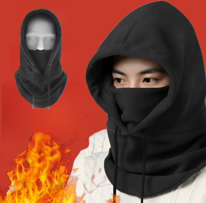 MUYU 남녀공용 후드 넥워머 플리스 바라클라바, 1개, 블랙