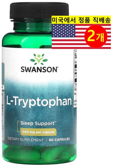 스완슨 L-트립토판 500mg 캡슐, 60정, 2개 - 쿠팡