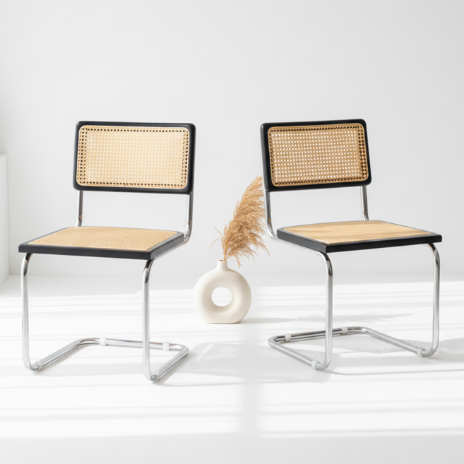 피피포피 바터 라탄 의자 세스카 체어, 2개, 블랙