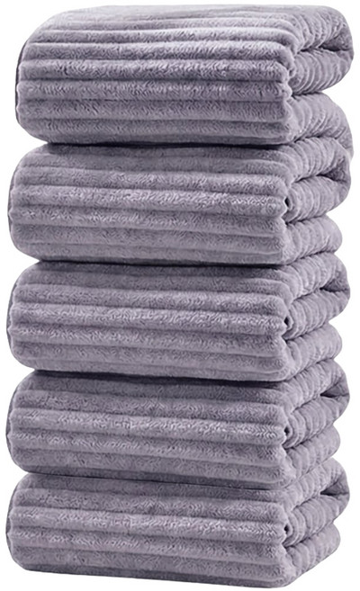 Ahomeone 수건 초극세사 타월 수건 부드러운 강력흡수 안빠지는 호텔 수건, 5개, 그레이