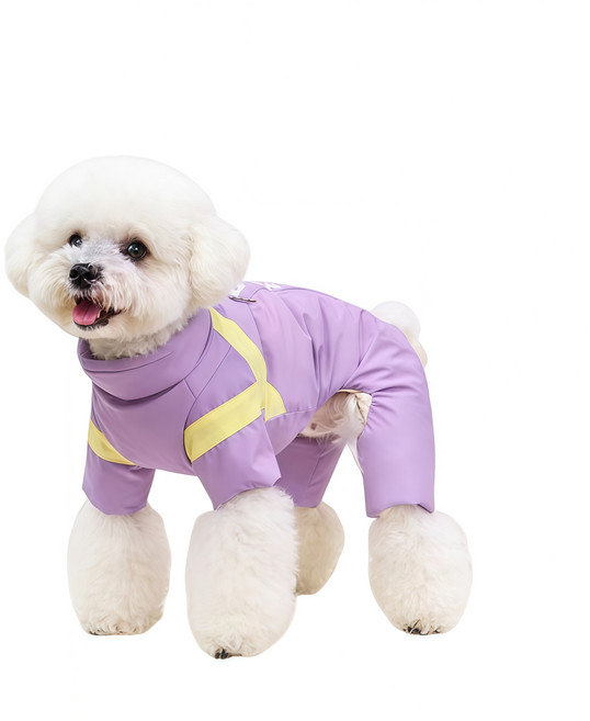 메이플 강아지 올인원 패딩 겨울옷 하네스 애견 소프트 점퍼 반려견 의류 고양이 중형견 소형견, 1개, 퍼플
