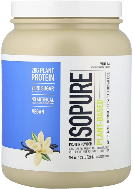 새해 건강을 선물하세요 Isopure 식물 기반 단백질 바닐라 558g(1.23lb) 특별관리진행, 560g, 1개 - 쿠팡