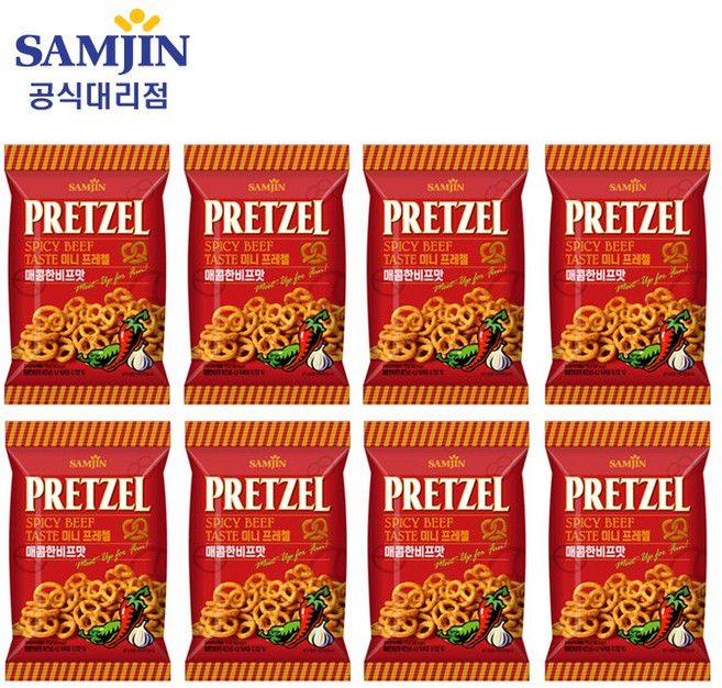 삼진 미니프레첼 매콤한비프맛, 70g, 8개