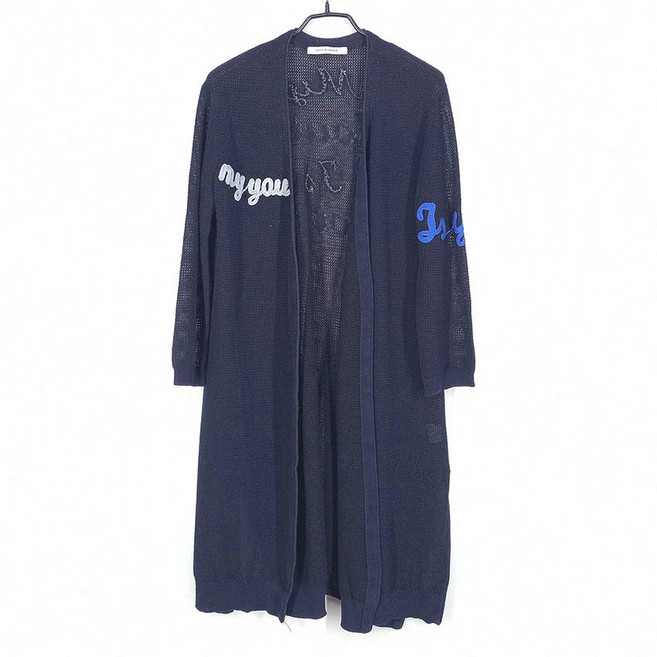 보브 여성 오픈 펀칭 시스루 롱니트가디건 네이비F