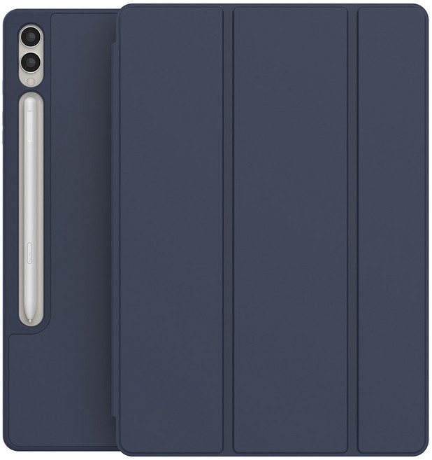 베스티아 태블릿 컬러 소프트 케이스 펜슬 수납 스마트커버 갤럭시탭, S9 (11), 네이비