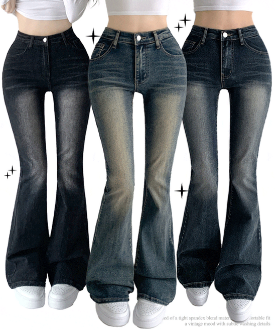 자스민벨 베스트 빈티지 워싱 반하이웨스트 골반뽕 데님 부츠컷 팬츠 반 하이 로우라이즈 스판 기장선택 청바지 키작녀 키큰녀 허얇골넓 힙딥보정 골반패드 사계절팬츠