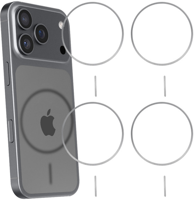 하이퍼씬 맥세이프 링 유광 철판 플레이트, 4개, 실버(보호스티커)