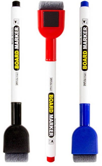 화이트 보드마카펜 화이트보드 지우개 칼라 마카보드 펜 수성 자석보드마카 펜세트 / 삼색 지우개 세트, 3색 (블랙 레드 블루), 1세트