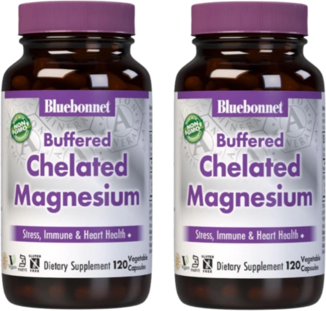 블루보넷 버퍼드 킬레이트 마그네슘 200mg 캡슐 Bluebonnet Buffered Chelated Magnesium, 120정, 2개 - 쿠팡