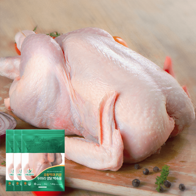 [밀리원/국내산] 유황 먹여 키운 신선한 두마리 생닭(냉장) 1.4kg, 3개