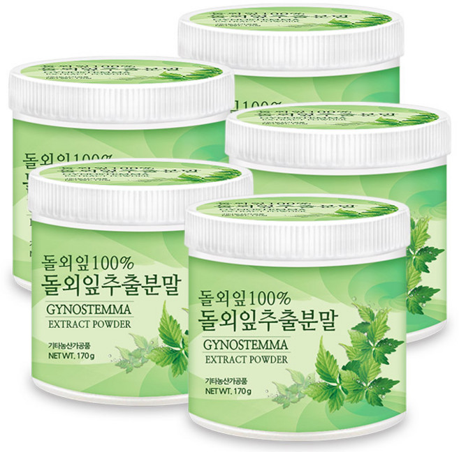 푸른들판 돌외잎 추출물 100% 돌외 잎 추출 분말 가루 차 20배 농축, 170g, 5개