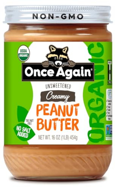 16 원스 어게인 유기농 스무스 땅콩버터 - 16온스 Once Again Organic Creamy Peanut Butter No Sugar Added - Single Ingre, N/A, 16온스(1팩), 1개
