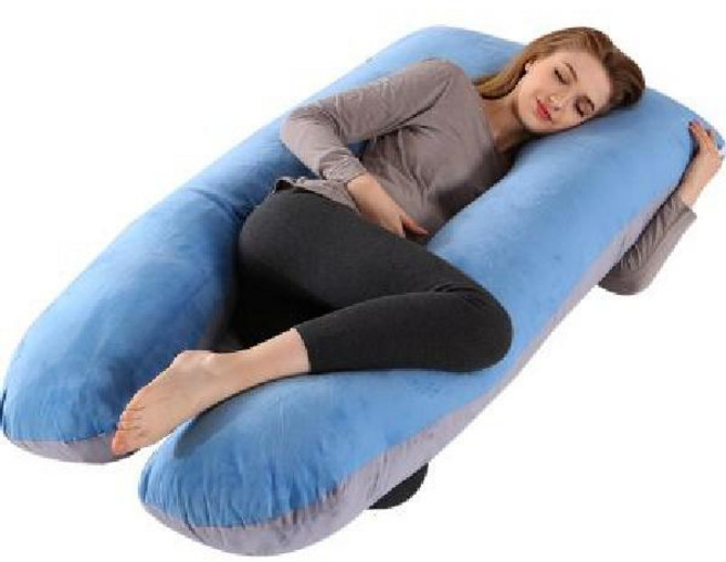 U자형 바디필로우 U형 베개 커버 분리 면커버 허리지지대 깊은수면 업그레이드 편안함 면커버, A 네이비 블루