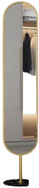 수납 전신거울 이동식 미러 드레스룸 양면 스탠드, 스탠드 거울 (골드+블랙)
