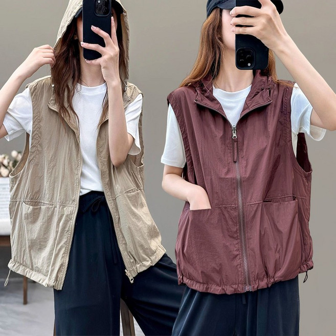 봄여름 시원한 쿨링 후드조끼 얇은 캐주얼 경량자켓 패션 나시 바람막이 점퍼